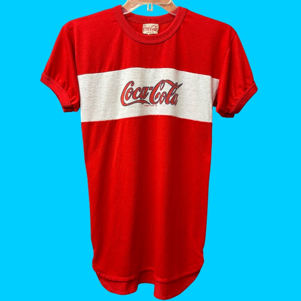 true vintage 70s Coca Cola tee, large , long slim fit